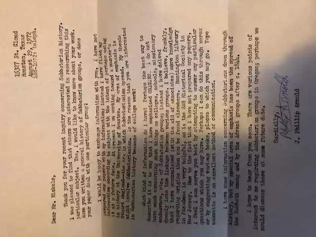 Ltr JP Arnold 29 Aug 72